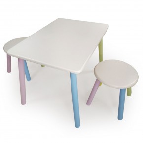 Детский комплект стол и два табурета круглых с накладкой Алфавит (Белый, Белый, Цветной) в Ишиме - ishim.mebel-74.com | фото