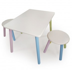Детский комплект стол и два табурета круглых с накладкой Космос  (Белый, Белый, Цветной) в Ишиме - ishim.mebel-74.com | фото