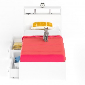 Камелия Кровать с ящиками 0900, цвет белый, ШхГхВ 93,5х217х78,2 см., сп.м. 900х2000 мм., без матраса, основание есть в Ишиме - ishim.mebel-74.com | фото
