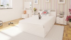 Камелия Кровать с ящиками 1200, цвет белый, ШхГхВ 123,5х217х78,2 см., сп.м. 1200х2000 мм., без матраса, основание есть в Ишиме - ishim.mebel-74.com | фото