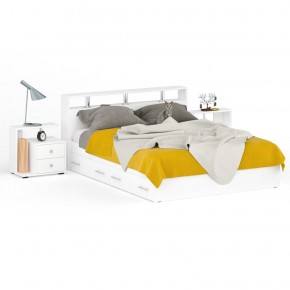 Камелия Кровать с ящиками 1600 + две тумбы, цвет белый, ШхГхВ 276х217х78,2 см., сп.м. 1600х2000 мм., без матраса, основание есть в Ишиме - ishim.mebel-74.com | фото