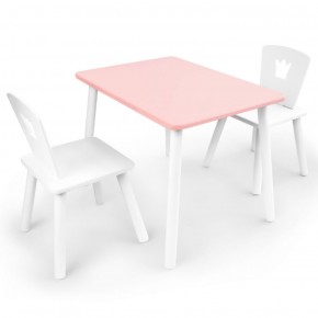 Комплект детской мебели стол и два стула Корона  (Розовый/Белый/Белый) в Ишиме - ishim.mebel-74.com | фото