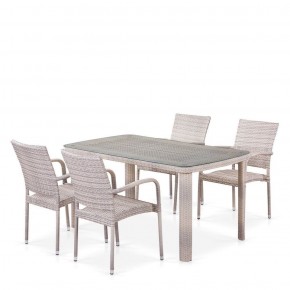 Комплект плетеной мебели T256C/Y376C-W85 Latte (4+1) + подушки на стульях в Ишиме - ishim.mebel-74.com | фото