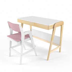 Комплект растущий стол и стул с чехлом 38 попугаев «Вуди» (Белый, Белый, Розовый) в Ишиме - ishim.mebel-74.com | фото