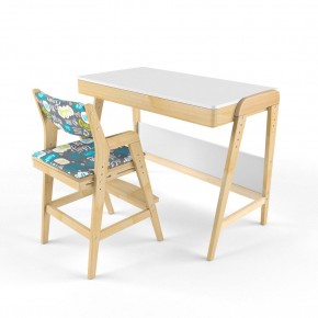 Комплект растущий стол и стул с чехлом 38 попугаев «Вуди» (Белый, Береза, Салют) в Ишиме - ishim.mebel-74.com | фото