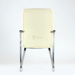 Кресло Barneo K-25 для посетителей и переговорных (хром, бежевая экокожа) в Ишиме - ishim.mebel-74.com | фото