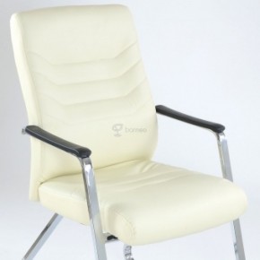 Кресло Barneo K-25 для посетителей и переговорных (хром, бежевая экокожа) в Ишиме - ishim.mebel-74.com | фото