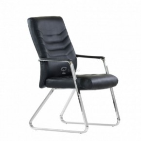 Кресло Barneo K-25 для посетителей и переговорных (хром, черная экокожа) в Ишиме - ishim.mebel-74.com | фото