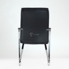 Кресло Barneo K-25 для посетителей и переговорных (хром, черная экокожа) в Ишиме - ishim.mebel-74.com | фото