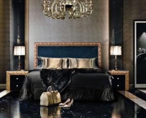 Кровать 2-х спальная (1,6 м) Тиффани Premium черная/золото с мягким элементом (Антрацит) с подъемным механизмомарт (ТФКР-3[3](П) в Ишиме - ishim.mebel-74.com | фото