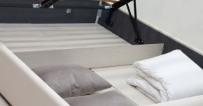 Кровать двойная Синди 160 + ортопед + ПМ + дно (арт. Марика 483 к/з (белый)) в Ишиме - ishim.mebel-74.com | фото