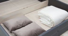 Кровать двойная Синди 160 + ортопед + ПМ + дно (арт. Марика 485 к/з (серый)) в Ишиме - ishim.mebel-74.com | фото