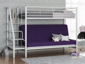 Кровать двухъярусная с диваном "Мадлен-3" (Белый/Фиолетовы) в Ишиме - ishim.mebel-74.com | фото