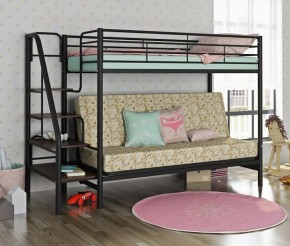 Кровать двухъярусная с диваном "Мадлен-3" (Черный/Серый) в Ишиме - ishim.mebel-74.com | фото