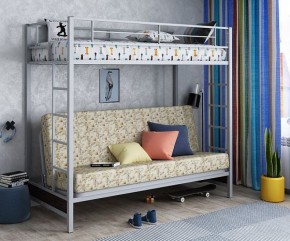 Кровать двухъярусная с диваном "Мадлен" (Серый/Фиолетовый) в Ишиме - ishim.mebel-74.com | фото