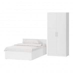 Кровать с ящиками 1200 + Шкаф 2-х створчатый Стандарт, цвет белый, ШхГхВ 123,5х203,5х70 + 90х52х200 см., сп.м. 1200х2000 мм., б/м, основание есть в Ишиме - ishim.mebel-74.com | фото