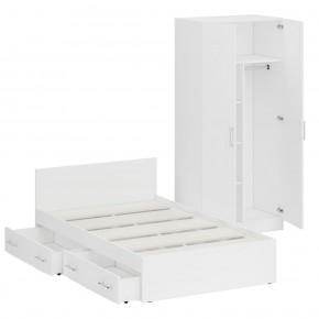 Кровать с ящиками 1200 + Шкаф 2-х створчатый Стандарт, цвет белый, ШхГхВ 123,5х203,5х70 + 90х52х200 см., сп.м. 1200х2000 мм., б/м, основание есть в Ишиме - ishim.mebel-74.com | фото