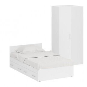 Кровать с ящиками 1200 + Шкаф угловой Стандарт, цвет белый, ШхГхВ 123,5х203,5х70 + 81,2х81,2х200 см., сп.м. 1200х2000 мм., без матраса, основание есть в Ишиме - ishim.mebel-74.com | фото