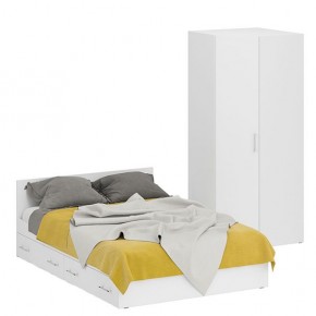 Кровать с ящиками 1400 + Шкаф угловой Стандарт, цвет белый, ШхГхВ 143,5х203,5х70 + 81,2х81,2х200 см., сп.м. 1400х2000 мм., без матраса, основание есть в Ишиме - ishim.mebel-74.com | фото