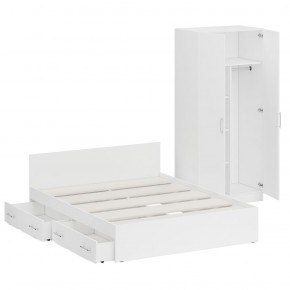Кровать с ящиками 1600 + Шкаф 2-х створчатый Стандарт, цвет белый, ШхГхВ 163,5х203,5х70 + 90х52х200 см., сп.м. 1600х2000 мм., б/м, основание есть в Ишиме - ishim.mebel-74.com | фото