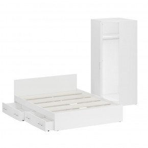 Кровать с ящиками 1600 + Шкаф угловой Стандарт, цвет белый, ШхГхВ 163,5х203,5х70 + 81,2х81,2х200 см., сп.м. 1600х2000 мм., без матраса, основание есть в Ишиме - ishim.mebel-74.com | фото