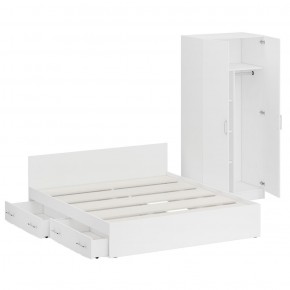 Кровать с ящиками 1800 + Шкаф 2-х створчатый Стандарт, цвет белый, ШхГхВ 183,5х203,5х70 + 90х52х200 см., сп.м. 1800х2000 мм., б/м, основание есть в Ишиме - ishim.mebel-74.com | фото