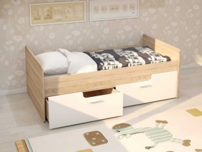 Кровать Умка К-001 + ящики (Дуб Сонома/Белый глянец) в Ишиме - ishim.mebel-74.com | фото