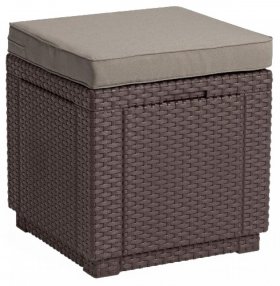 Пуфик Куб с подушкой (Cube with cushion) коричневый - серо-бежевый* в Ишиме - ishim.mebel-74.com | фото