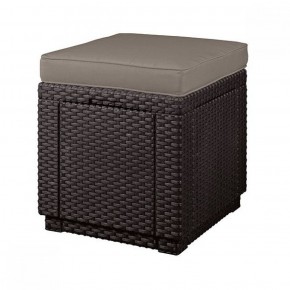 Пуфик Куб с подушкой (Cube with cushion) коричневый - серо-бежевый* в Ишиме - ishim.mebel-74.com | фото