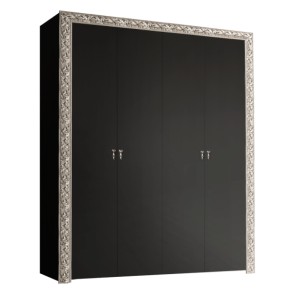 Шкаф 4-х дв. без зеркал Тиффани Premium черная/серебро (ТФШ2/4(П) в Ишиме - ishim.mebel-74.com | фото