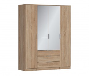 Шкаф 4х дверный с зеркалами Николь СБ-2595/1 (Дуб Сонома) в Ишиме - ishim.mebel-74.com | фото