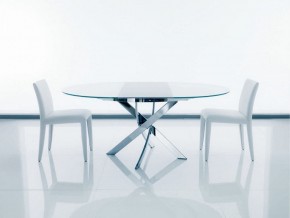Стол BARONE (01.92) G093 хром/С150 э-бел. гл. стекло, L021алюм.вставка в Ишиме - ishim.mebel-74.com | фото