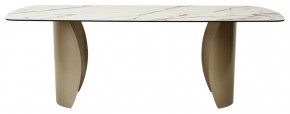 Стол BRONTE 220 KL-188 Контрастный мрамор матовый, итальянская керамика/ Шампань, ®DISAUR в Ишиме - ishim.mebel-74.com | фото