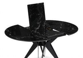 Стол стеклянный Рикла 110(150)х110х76 черный мрамор / черный в Ишиме - ishim.mebel-74.com | фото